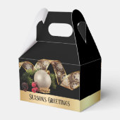 Ornament, Evergreen and Gold Ribbon Favor Box Bedankdoosjes (Achterkant)