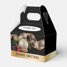 Ornament, Evergreen and Gold Ribbon Favor Box Bedankdoosjes