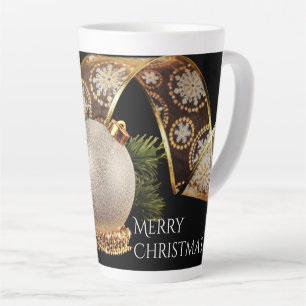 Ornament, Evergreen en Gold Ribbon Latte Mok