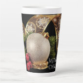 Ornament, Evergreen en Gold Ribbon Latte Mok (Voorkant)