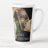 Ornament, Evergreen en Gold Ribbon Latte Mok (Rechts)