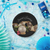 Ornament, Evergreen en Gold Ribbon Papieren Bordje (Feest)