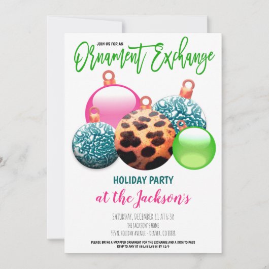 Ornament Exchange Holiday Party Kaart (Voorkant)