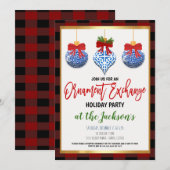 Ornament Exchange Holiday Party Kaart (Voorkant / Achterkant)