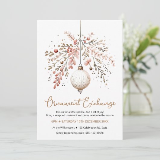 Ornament Exchange Invitation Elegant Kaart (Staand voorkant)