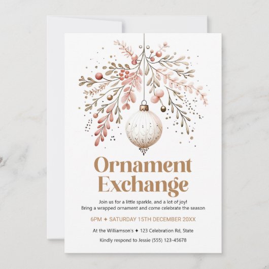 Ornament Exchange Party Invitation Kaart (Voorkant)