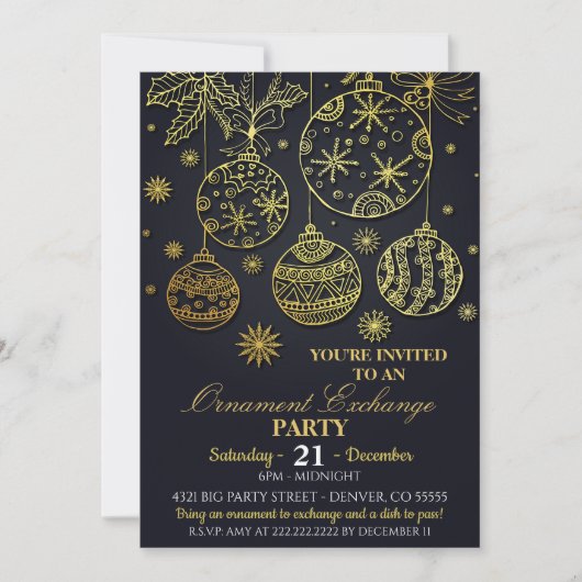 Ornament Exchange Party Invitation Kaart (Voorkant)