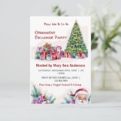 Ornament Exchange Party Invitation Kaart. Vakantie Kaart (Staand voorkant)