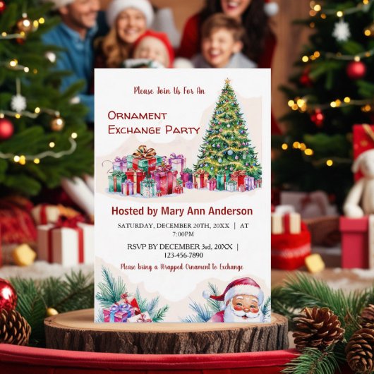 Ornament Exchange Party Invitation Kaart. Vakantie Kaart