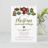 Ornament Exchange Party Retro Kerstmis Bauble Kaart (Staand voorkant)