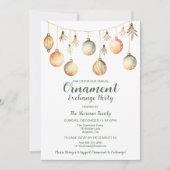 Ornament Exchange Party Waterverf Goud Groen Kaart (Voorkant)