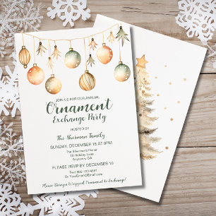 Ornament Exchange Party Waterverf Goud Groen Kaart