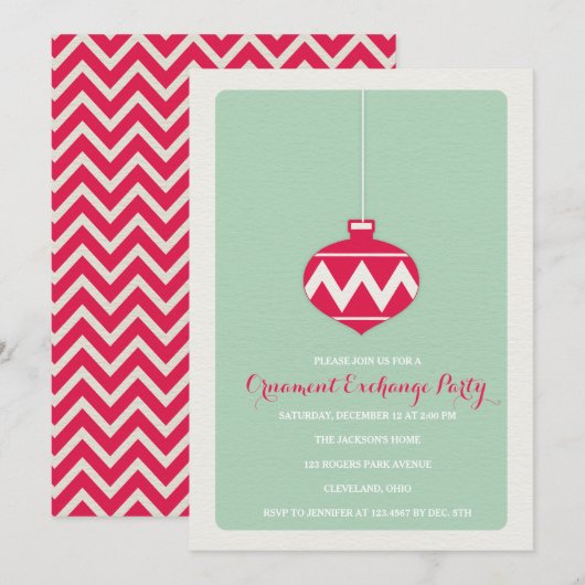 Ornament Exchange Vakantie Party Uitnodiging (Voorkant / Achterkant)
