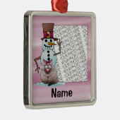 Ornament, Foto & Name Sjabloon, Cat Snowman Metalen Ornament (Rechts)