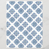 Ornament geborduurd blauw op wit flyer (Achterkant)