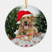 Ornament gele lab Santa Paws (Voorkant)