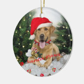 Ornament gele lab Santa Paws (Links)