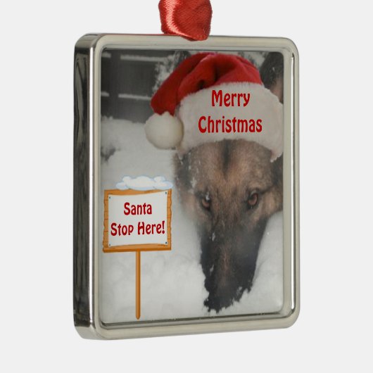 Ornament German Shepherd Santa Stop Hier Sign (Rechts)