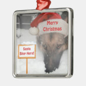 Ornament German Shepherd Santa Stop Hier Sign (Links)