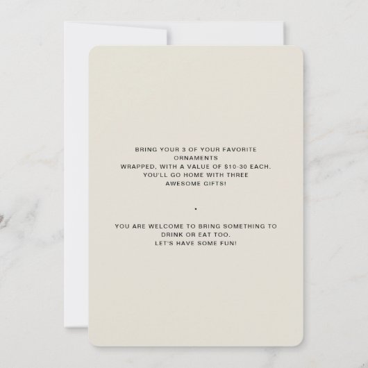 Ornament Gift Exchange Vakantie Party Kaart (Achterkant)