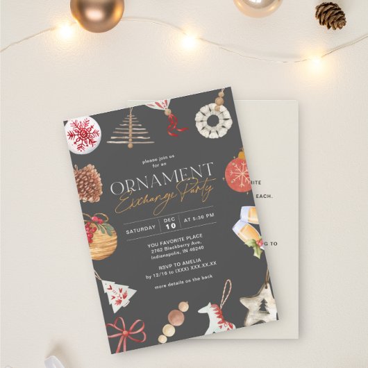 Ornament Gift Exchange Vakantie Party Kaart