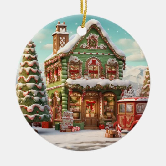 Ornament Gingerbread Snoep Cottage (Voorkant)
