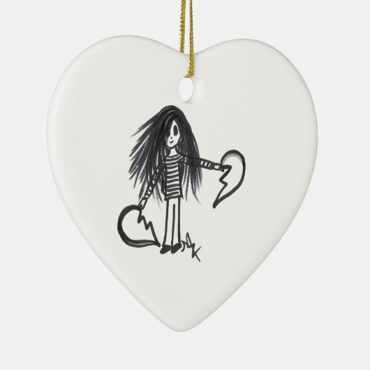 Ornament Girl, Black & White Broken Half Heart (Rechts)