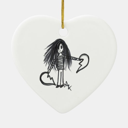 Ornament Girl, Black & White Broken Half Heart (Achterkant)