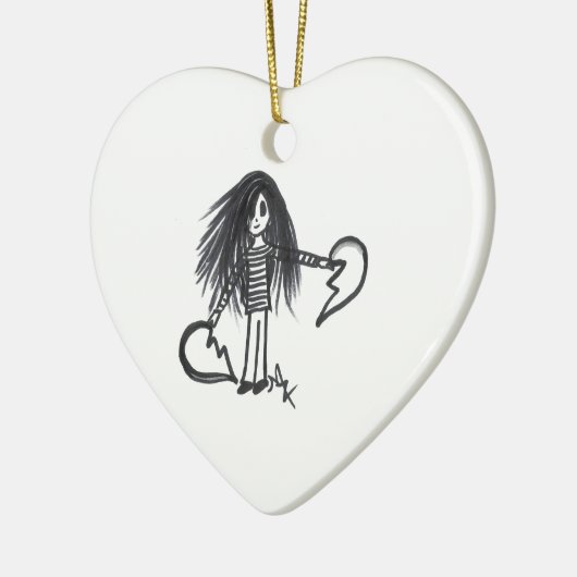 Ornament Girl, Black & White Broken Half Heart (Links)