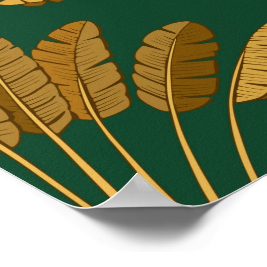 Ornament Golden palmbomen op een groene achtergron Poster (Hoek)