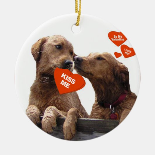 ORNAMENT - GOLDEN RETRIEVER VALENTIJN KISSES (Voorkant)