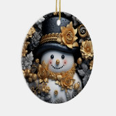 Ornament Golden Snowman met Rozen (Rechts)