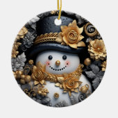 Ornament Golden Snowman met Rozen (Voorkant)