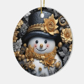 Ornament Golden Snowman met Rozen (Links)