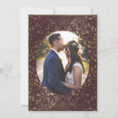  Ornament gouden foto bruiloft uitnodiging (Achterkant)