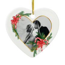 Ornament gouden harten frame met strik en boom