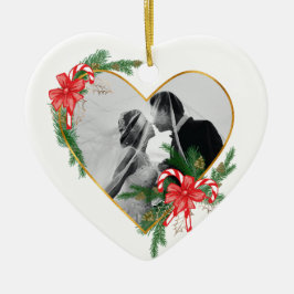 Ornament gouden harten frame met strik en boom