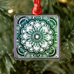 Ornament Green and Blue Sharpie Mandala