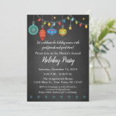 Ornament Holiday Chalkboard Party Invitation Kaart (Staand voorkant)