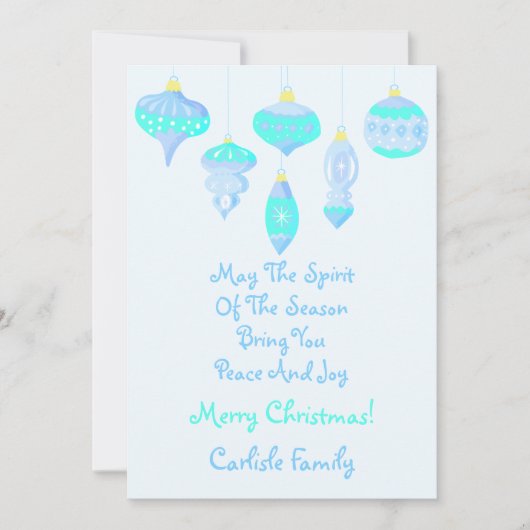 Ornament Ice Blue Spirit Christmas Feestdagenkaart (Voorkant)