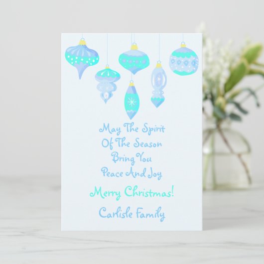  Ornament Ice Blue Spirit Christmas Feestdagenkaart (Staand voorkant)