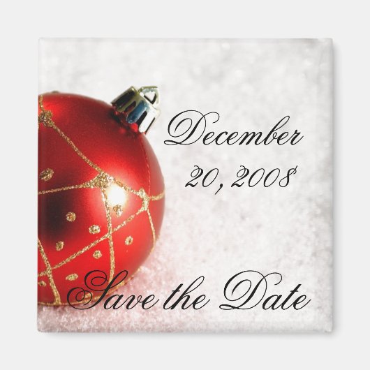 Ornament in Snow Save the Date Magnet (Voorkant)