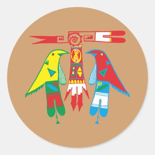 Ornament Indianer Native American Ronde Sticker (Voorkant)