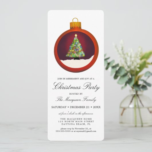 Ornament kerst met blaaslicht kaart (Staand voorkant)