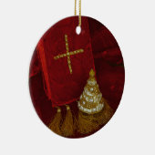 Ornament Kerst Religieuze Boom Kruis Geloof Rood (Rechts)