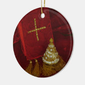 Ornament Kerst Religieuze Boom Kruis Geloof Rood (Links)