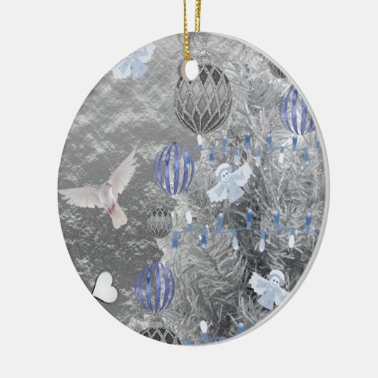 Ornament kerstcirkel, blauw zilver (Links)