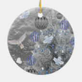 Ornament kerstcirkel, blauw zilver (Achterkant)