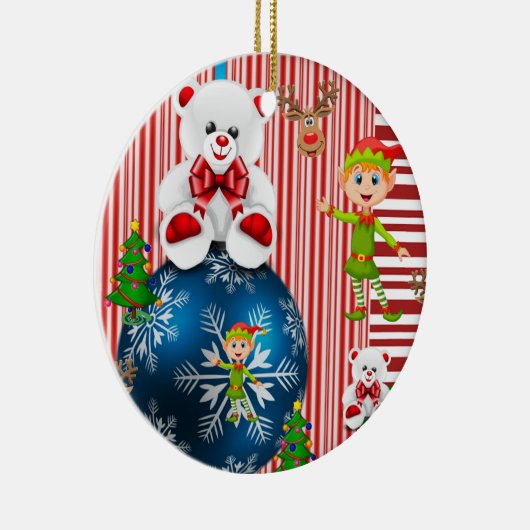 Ornament kerstcirkel, Elf Teddy Bear (Rechts)