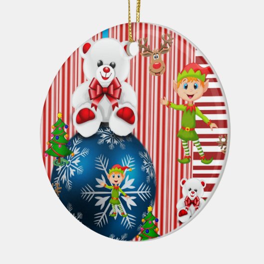 Ornament kerstcirkel, Elf Teddy Bear (Links)